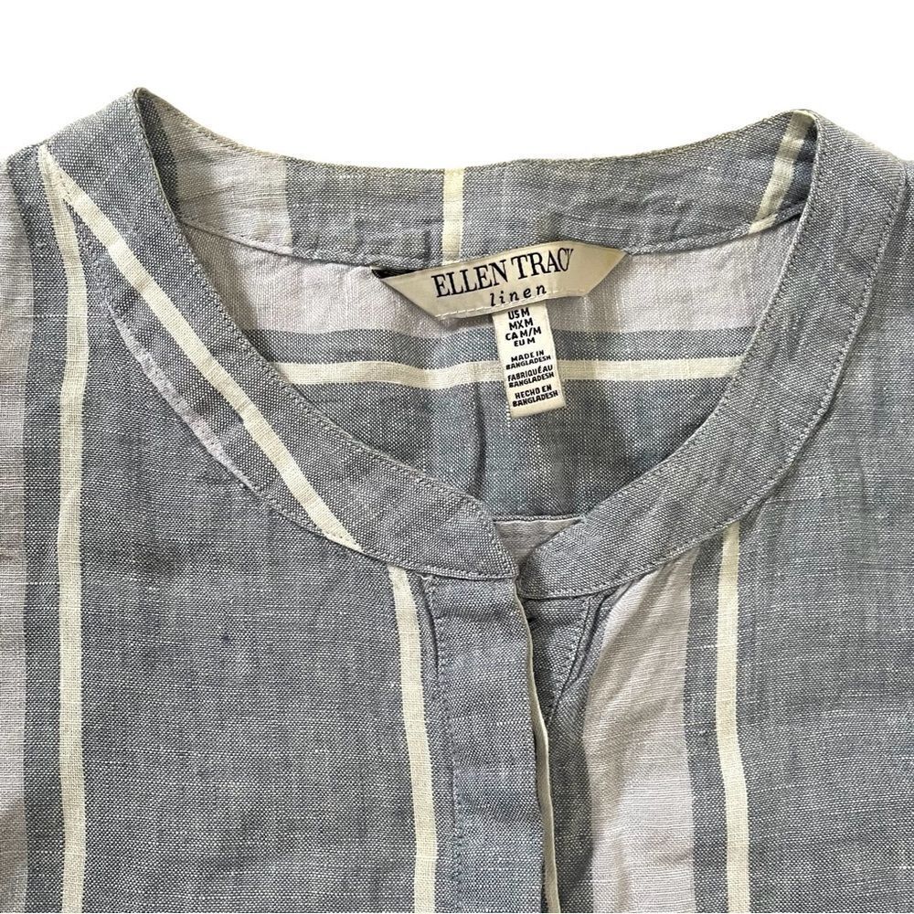 ELLEN TRACY Linen Sleeveless Blouse Striped
Blue White M - Picture 6 of 8